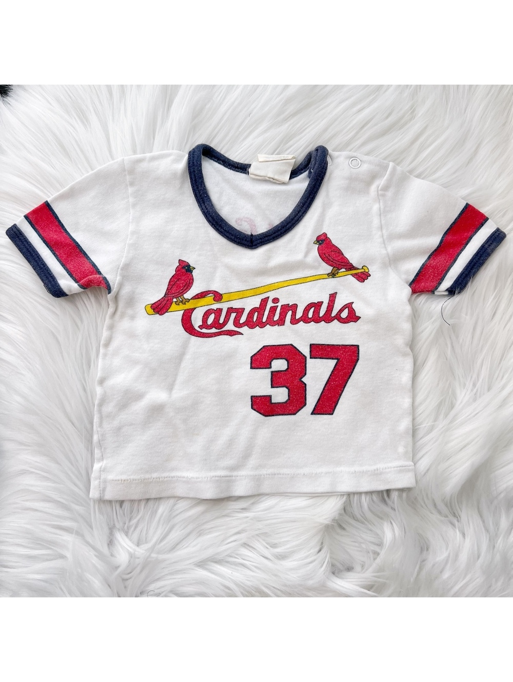 Vintage St Louis Cardinals Baby T-Shirt 12M White Red Baseball MLB 37